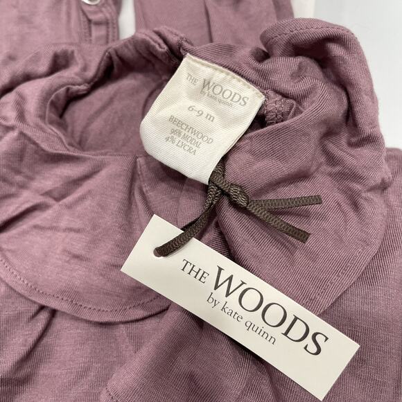NWT The Woods by Kate Quinn Purple Modal Ruffle Neck Footie Romper - Picture 7 of 7